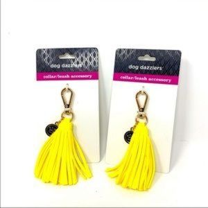 🎁 LAST 2! Dog Dazzlers Yellow Collar/Leash Tassel Accessory